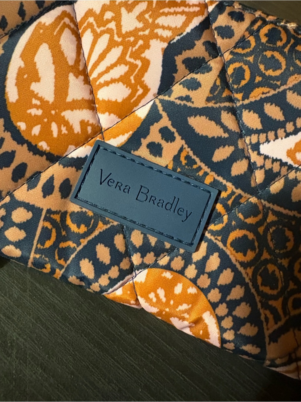 Vera Bradley Quilted Wristlet Phone Case - Navy & Tan Pattern - Picture 3 of 4